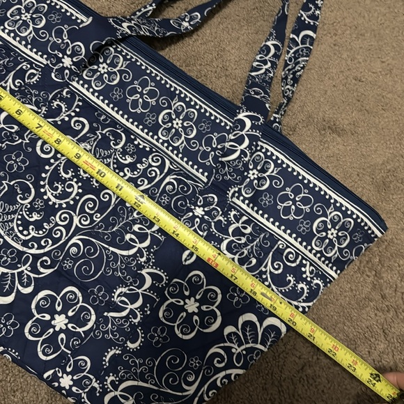 Cotton Cloth Tote-Blue/White-EUC-ZipTop - Picture 8 of 16